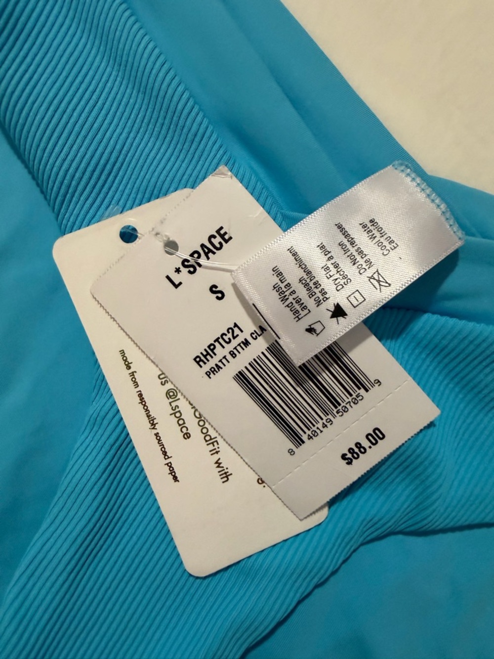 L*Space Turquoise Ribbed Bikini Bottom - Picture 2 of 6